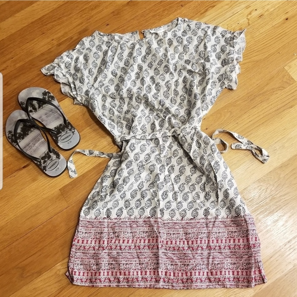Ruffle Sleeve Tie Waist Dress NWOT - Picture 3 of 3